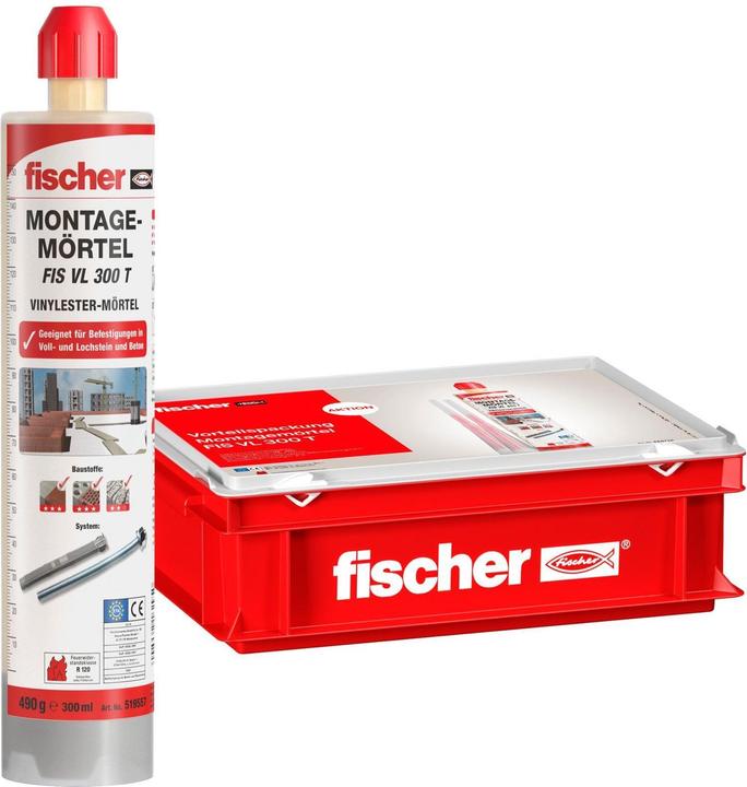 Productafbeelding Fischer Montage mortel FIS VL 300 T vinylester 2K mortel ( 558724 ) + 10x patronen + 20x statische...