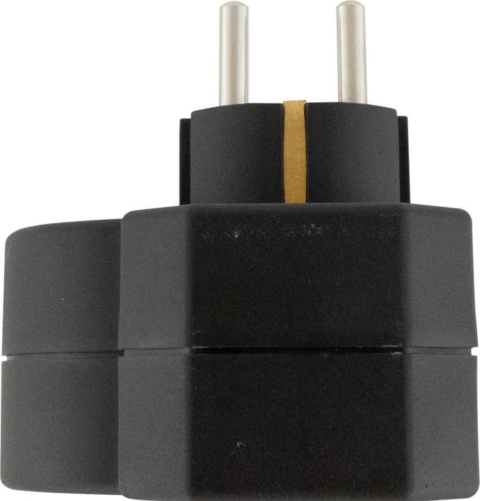 Produktbild REV Steckdosenadapter 3-fach mit Überspannungsschutz, schwarz (CEE 7/3, CEE 7/16, 3 x)
