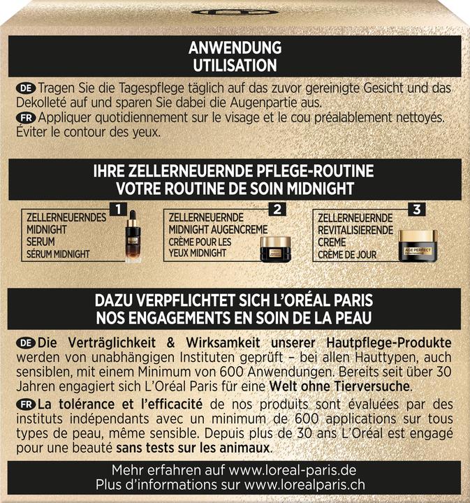 Nährwerte und Zutaten L'Oréal Paris Age Perfect Sk (50 ml, Tagescreme, SPF 15)