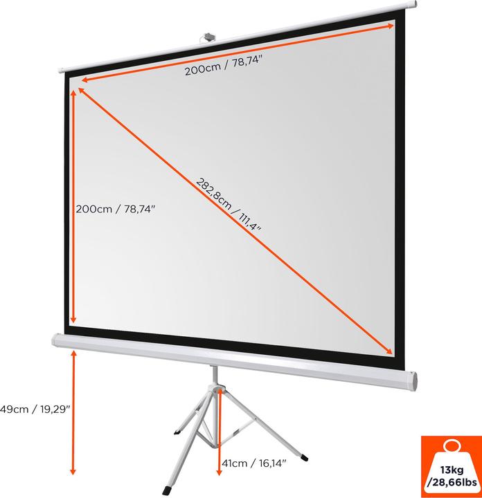 Produktbild Celexon basic mobile Beamer-Stativ-Leinwand in wenigen Minuten Auf-/Abgebaut - optimal für Heimkino (200", 1:1)