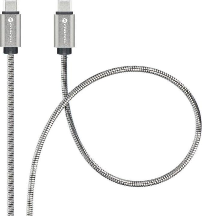 Image du produit Forcell Cable F-ENERGY Metal C237 cable Type C to Type C PD QC4.0 3A 60W 1 m silver (1 m, 60 W)