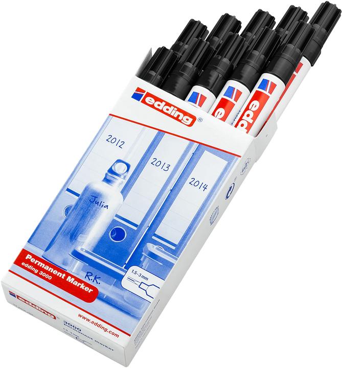 Produktbild Edding Permanentmarker (Black, White, 3 mm, 10 x)