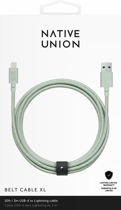 Produktbild Native Union Belt XL USB-A zu Lightning-Kabel 3m Sage (3 m, USB 3.2 Gen 1)