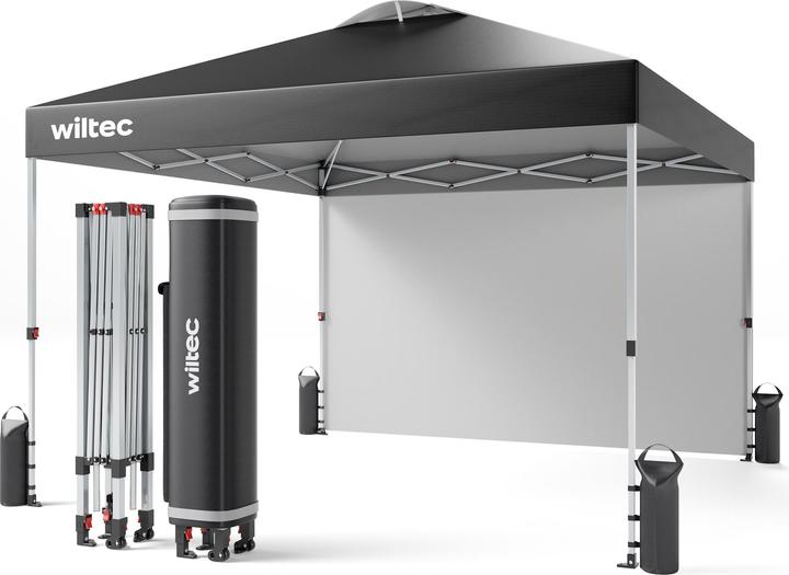 Actual product image Wiltec Pop up gazebo 3x3m grey side section wheels garden gazebo folding gazebo (300 cm, 300 cm)