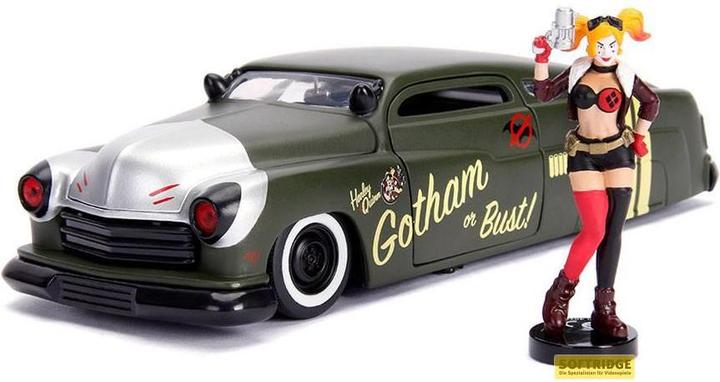 Actual product image Jada DC Bombshells Hollywood Rides 1/24 1951 Mercury métal avec figurine Harley Quinn