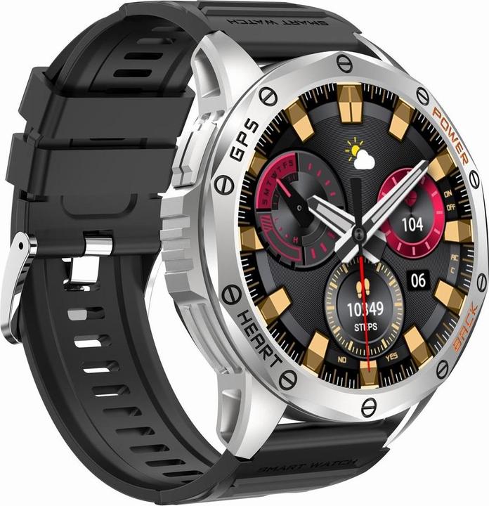Image du produit Gravity GPS GT24-4 Herren-Smartwatch, schwarzes Silikonarmband + orangefarbenes Silikonarmband