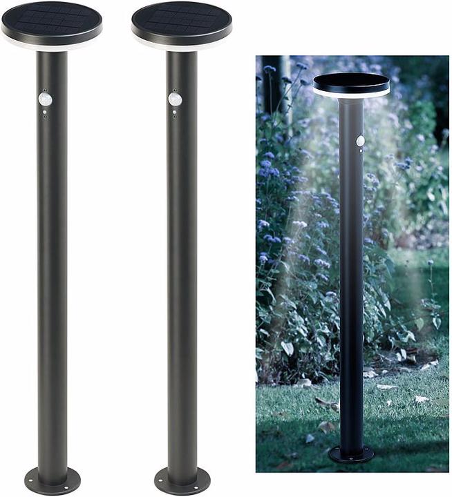 Image du produit Lunartec Lot de 2 lampes d'allée solaires LED Premium avec veilleuse (IP44)