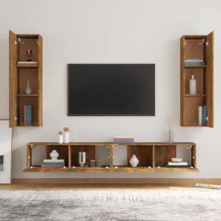 Produktbild VidaXL 4-tlg. TV-Schrank-Set Räuchereiche Holzwerkstoff,Farbe