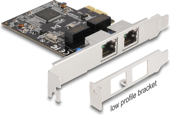 Actual product image Delock PCI Express x1 card to 2 x RJ45 Gigabit LAN RTL8111