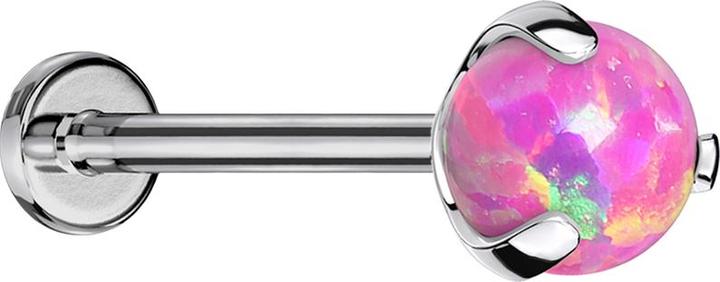 Produktbild Star Piercing Micro Threadless Labret silber mit Kugel Opal pink gefasst (Titan G23ohne Messing, ohne MessingTitan G23)