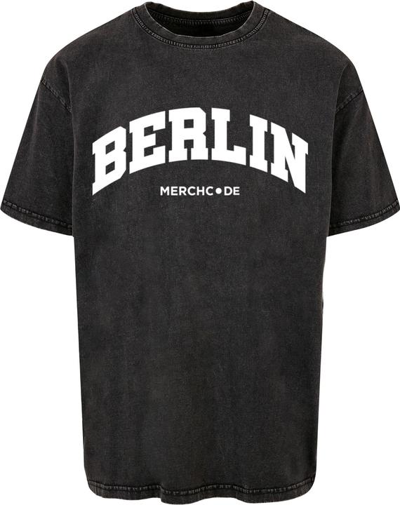 Merchcode Berlin Wording - Acid Washed Oversize Tee - 117867