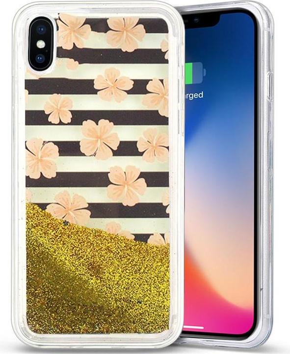 Zizo Liquid Glitter Star Case - iPhone X Case (Pink Flowers) (Apple iPhone X)