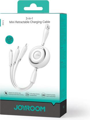 Produktbild Joyroom S-A40 Colourful Series 3in1 ausziehbares Kabel USB-A auf USB-C / Lightning / microUSB 1 m – (1 m)