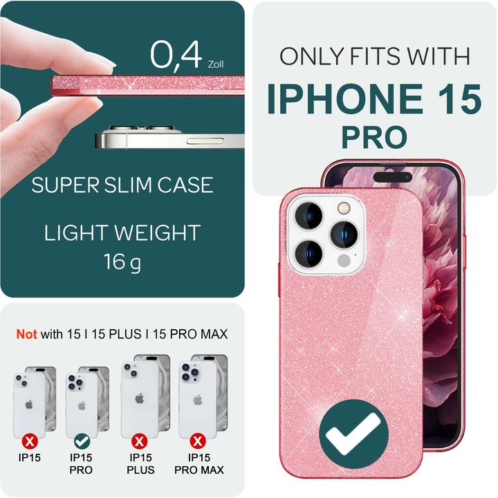 Produktbild Nalia Glitzer Hülle (Apple iPhone 15 Pro)
