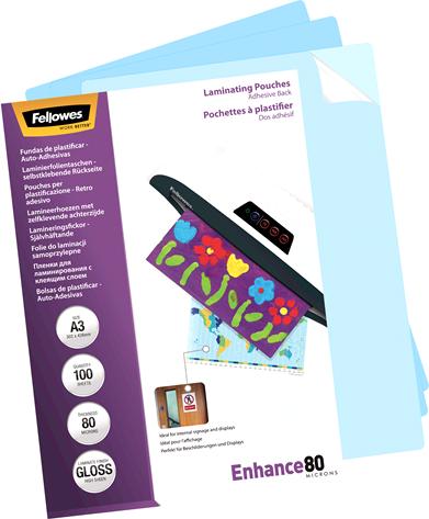 Produktbild Fellowes Laminierfolie A3 80 mic selbstklebend - 100 Stück (A3, 100 Stück, 160 µm)