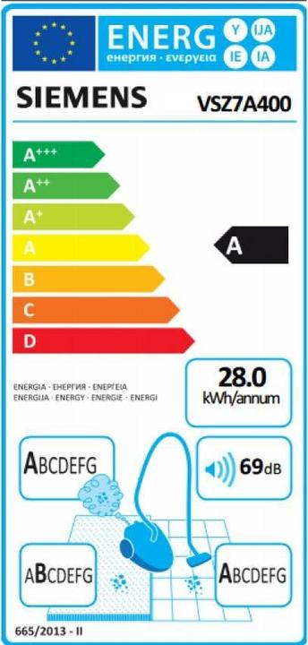 Etichetta energetica Siemens Vsz7a400