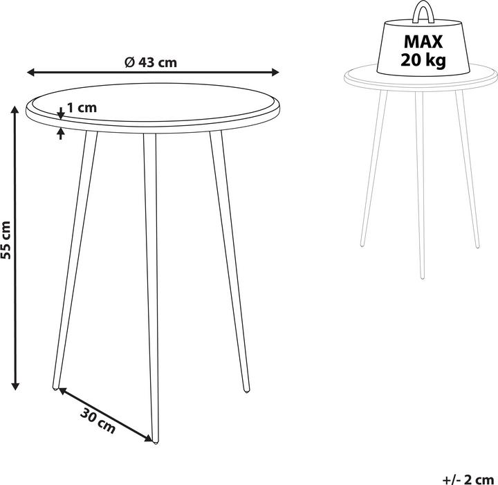 Image du produit Beliani Table d'appoint argent / noir ronde ⌀ 43 cm TELFER