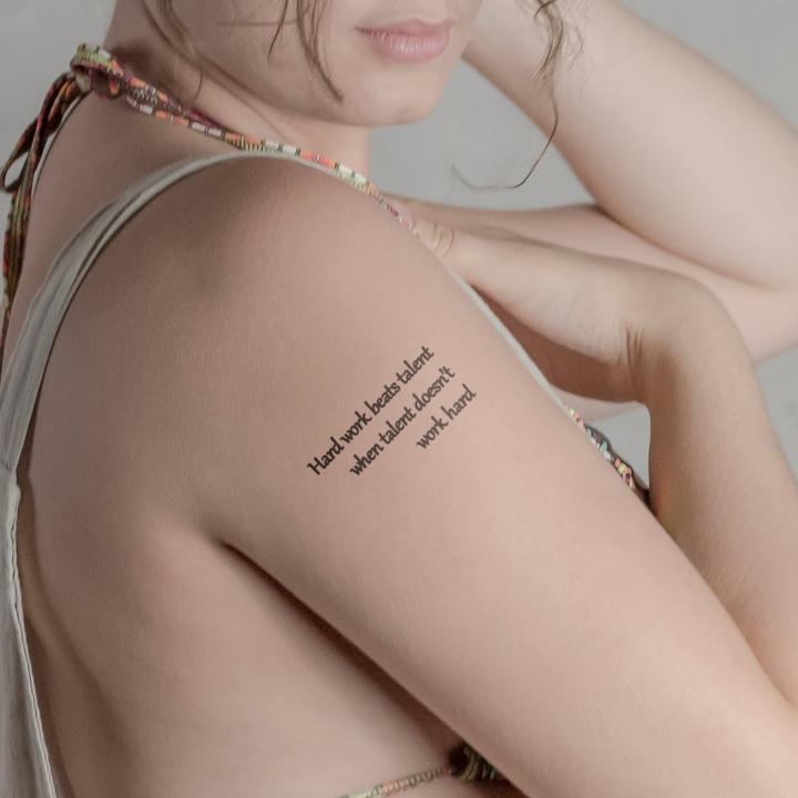 Actual product image minink Temporary tattoo - Hard work beats talent