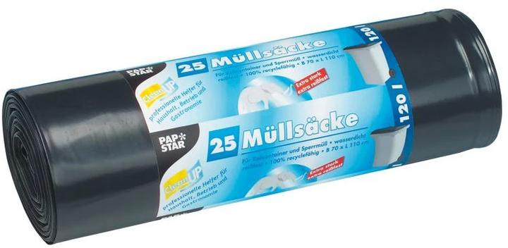 Papstar Kehrichtsack 120 l, 25 Stück, Grau (25 x, 120 l)
