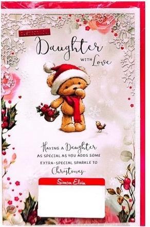 Produktbild Simon Elvin Teddybär Weihnachtskarte With Love Daughter 6erPack Karton (6 Stk.)