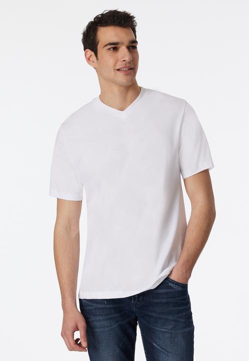 Image du produit Schiesser Lot de 2 t-shirts américains pour hommes avec col en V, 100% coton (S)