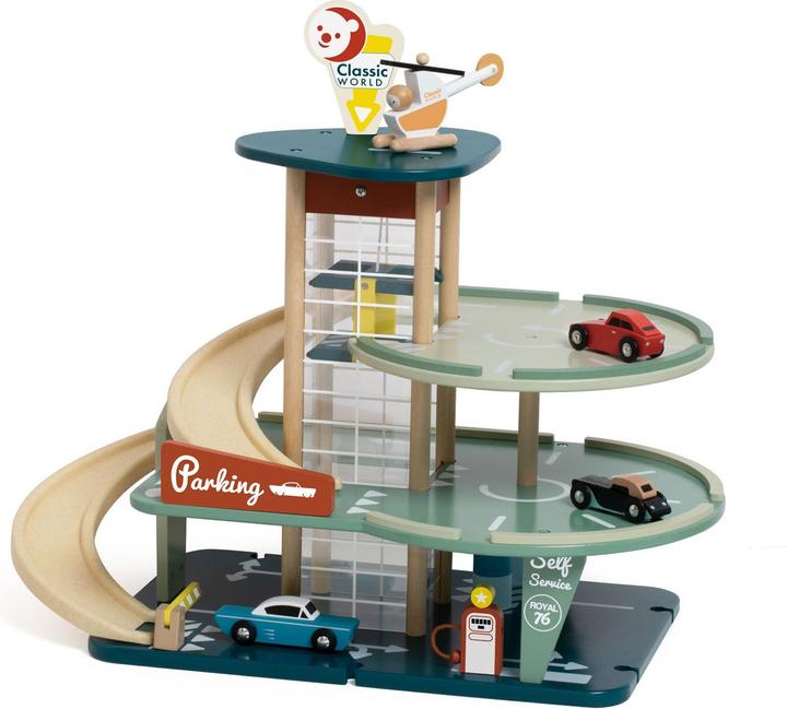 Classic World Vintage-Holzgarage mit Autos, 11-tlg.