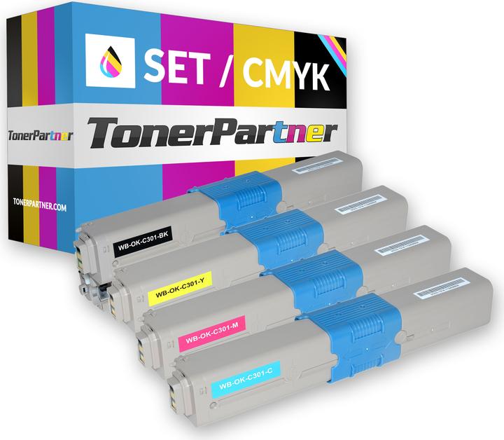 Image du produit Inkadoo Toner multipack compatible avec OKI C301 / C321 contient 4x cartouche toner noir cyan magent... (M, C, Y, CF)