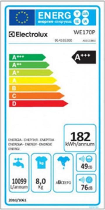 Energy Label Electrolux We170p (8 kg, Left)