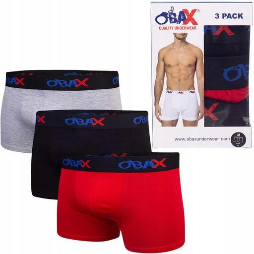 Produktbild Obax Herren-Boxer-Unterwäsche 3p Schwarz/Rot/Grau L (L)