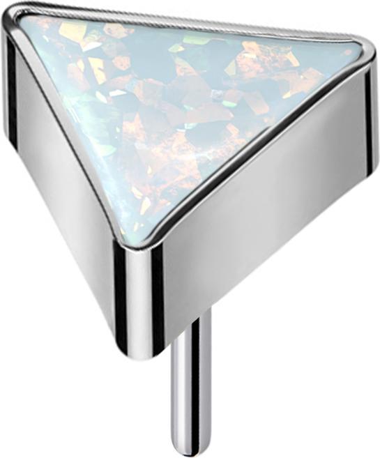 Star Piercing Threadless dreieck silber Opal weiss (Titan G23, ohne Messing)