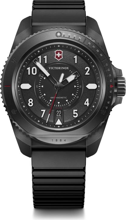 Image du produit Victorinox Journey 1884, Montres de plongée, Montres Homme, 43 cm, Cadran noir, Bracelet noir, caoutchouc (Montre de plongée, 43 mm)