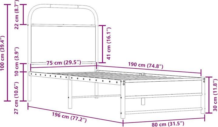 Image du produit VidaXL Cadre de lit sans matelas 90x200 cm chêne fumé bois composite (90 x 200 cm)