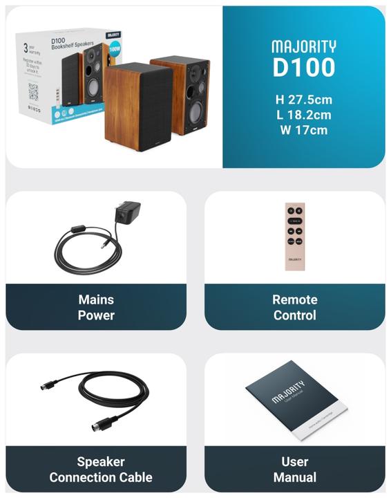 Actual product image Majority D100 Aktiv Regal-Lautsprecher (100 W)