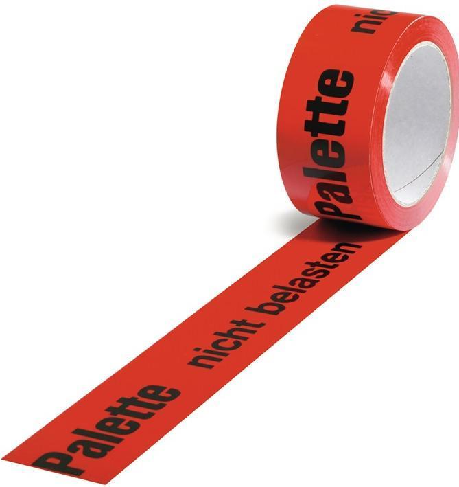 Immagine prodotto Transpak Nastro di avvertimento PP Non caricare il pallet Lunghezza 66 m, larghezza 50 mm rosso (50 mm)