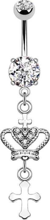 Immagine prodotto Star Piercing Corona d'argento a banana con cuore e croce (Acciaio chirurgico 316L, Ottone)