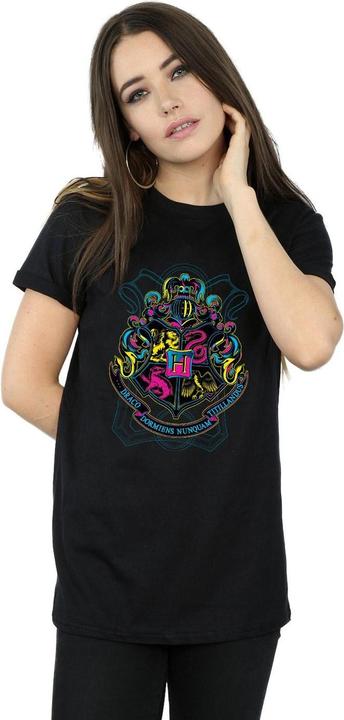 Actual product image Womens/Ladies Hogwarts Crest Cotton Boyfriend T-Shirt (M)