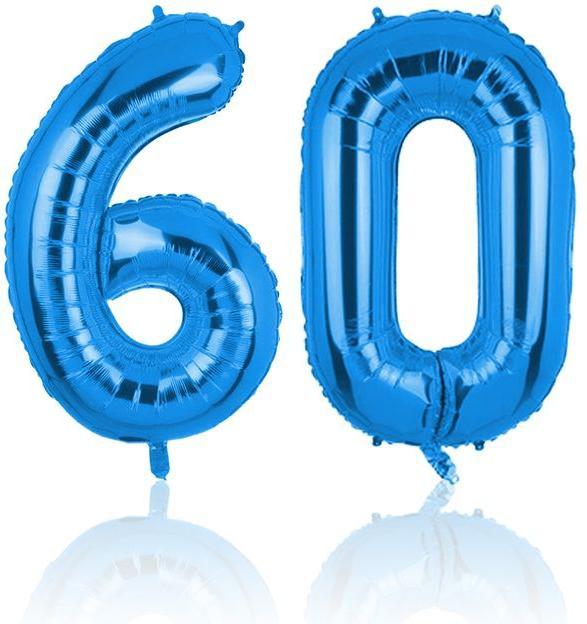 Produktbild Hermex Folienballon Zahl 60 Blau Zahlenballon Heliumballon Luftballon 81cm