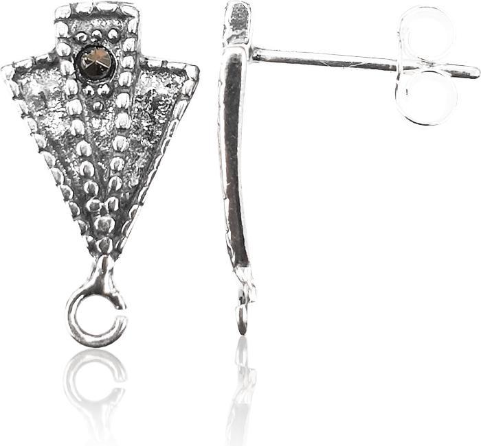 Image du produit Leyda Boucle d'oreille à clou avec marcassite (Argent 925, Pierre précieuse)