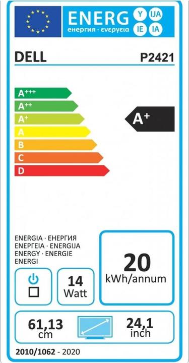 Label énergétique Dell P2421 (1920 x 1200 pixels, 24")