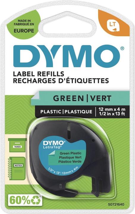 Actual product image Dymo Plastic Ribbon Black on Green (1.20 cm, Green, Black)