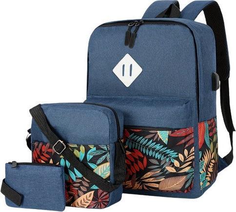 Produktbild Only-Bags.Store 3pcs Rucksack, 1 Set Casual Computer Schultasche mit Umhängetasche und Mini-Münzgeldbörse für