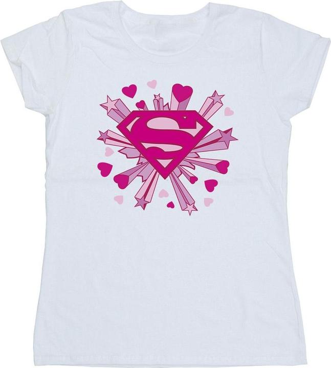 Superman Pink Hearts And Stars Logo TShirt (L)