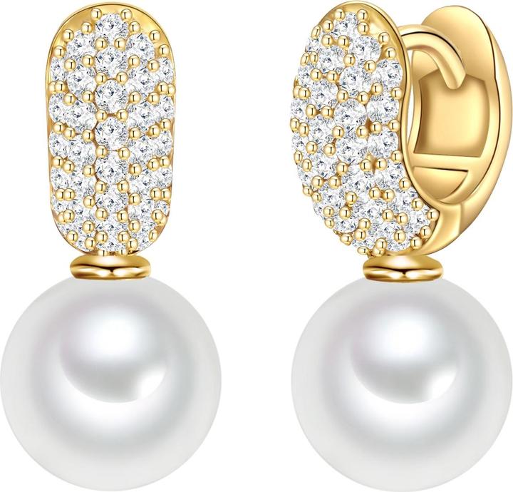 Rafaela Donata Damen Sterling Silber Zirkonia Muschelkernperle gelbgold - 30374 (Sterling Silber)