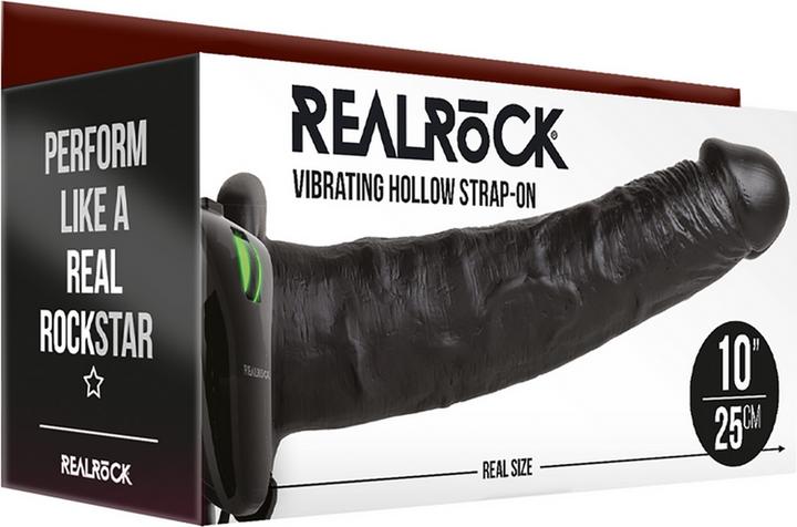 Produktbild RealRock Vibrating Hollow Strap-on No Balls - 10" / 24,5 cm