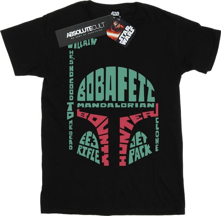 Actual product image Star Wars Boys Boba Fett Text Head T-Shirt (140, 146)
