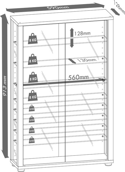 Actual product image VCM Collectors' Display Cabinet Floor Standing Glass Display Cabinet Glass Shelf Display Cabinet Glass (59 x 18 x 91 cm)