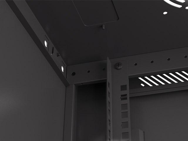 Produktbild Lanberg Nástěnná jednodílná skříň 19", 9U/600x450, (v rozloženém stavu), perforované dveře, černá ( (9 HE, 19 Zoll Rack)