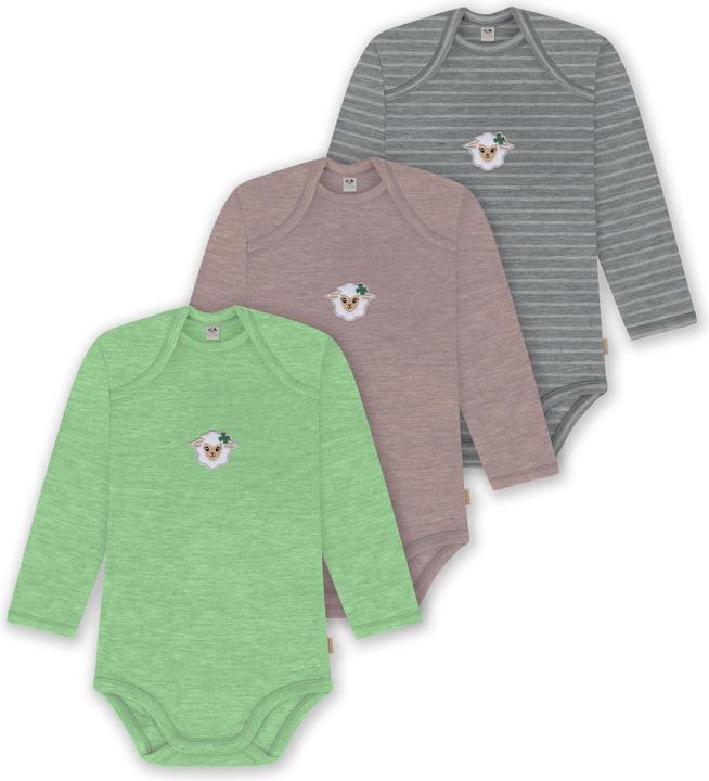 Normani 3er Pack Baby Merino Body Langarm „Auckland" - 9383