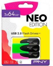 Produktbild PNY 3 USB-Sticks NEO Edition gelb, grün, pink 64 GB (64 GB)