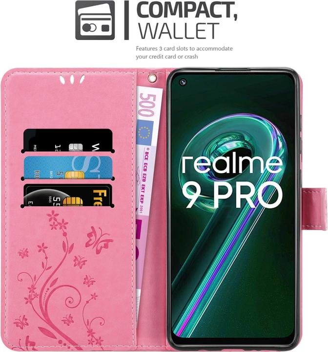 Produktbild Cadorabo Flower Book Hülle für Realme 9 5G / 9 PRO / V25 / Q5 / OnePlus Nord CE 2 LITE 5G (Vivo V25, Realme 9 Pro+, OnePlus Nord CE 2 Lite 5G)